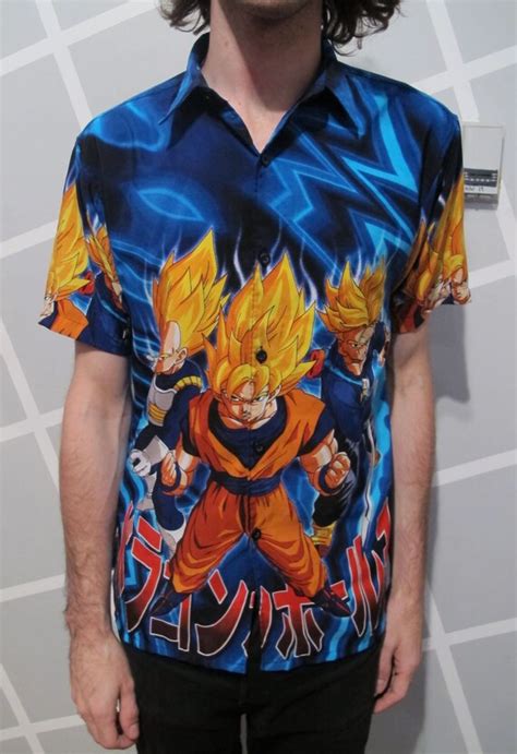 dbz button down flame shirt.